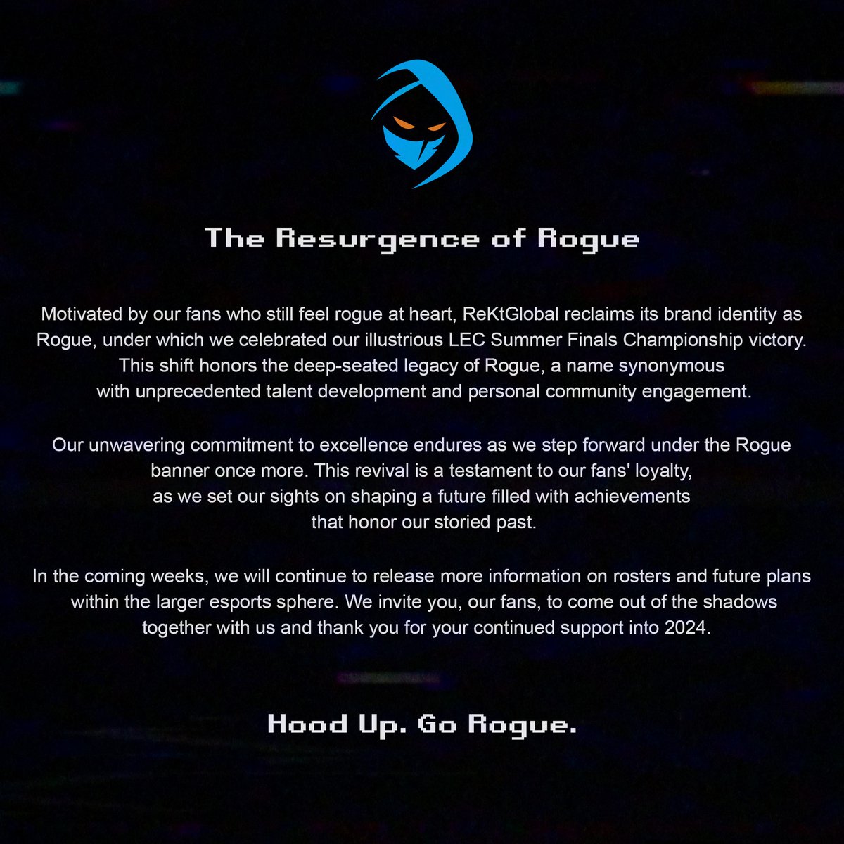 Official statement #hoodup #gorogue