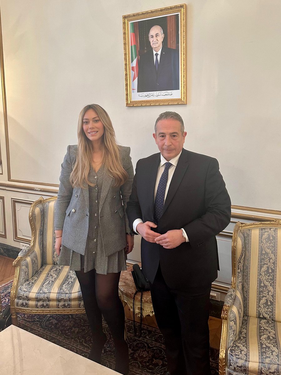 L'Ambassadeur Saïd MOUSSI a été ravi de recevoir la chroniqueuse et cheffe d'entreprise 🇩🇿@AmezianeRose. Bel échange sur les opportunités à saisir pour bâtir de nouveaux partenariats renforçant l'attachement de la diaspora  algérienne à la mère patrie. #Algérie #DiasporaDz