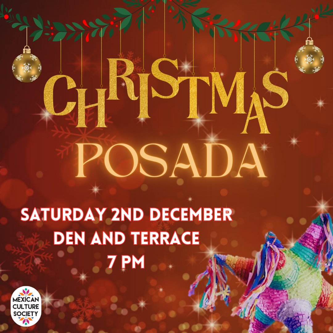 ¡Hola!
We are very happy to announce that we will be celebrating Christmas the Mexican style on Saturday the 2th December at Den &amp; Terrace in our Posada Navideña! 
There will be Mexican traditions for this time of the year and, as always, loads of fun!
Hope to see you all there!