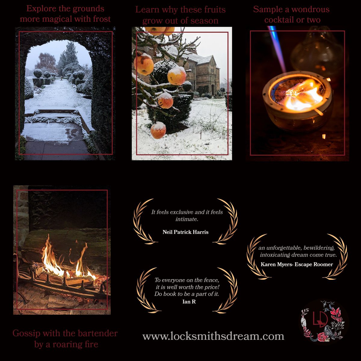locksmithsdream's tweet photo. Don't miss out on this critically acclaimed Christmas experience .

Last few tickets. Act now
https://t.co/McAIoAZj05 

#immersiveadventure #christmasgetaway  #christmas2023 #storytelling
#immersive #immersivetheatre
#immersivegetaway #escaperoomexperience #WinterBreak https://t.co/eSmU4MouXo