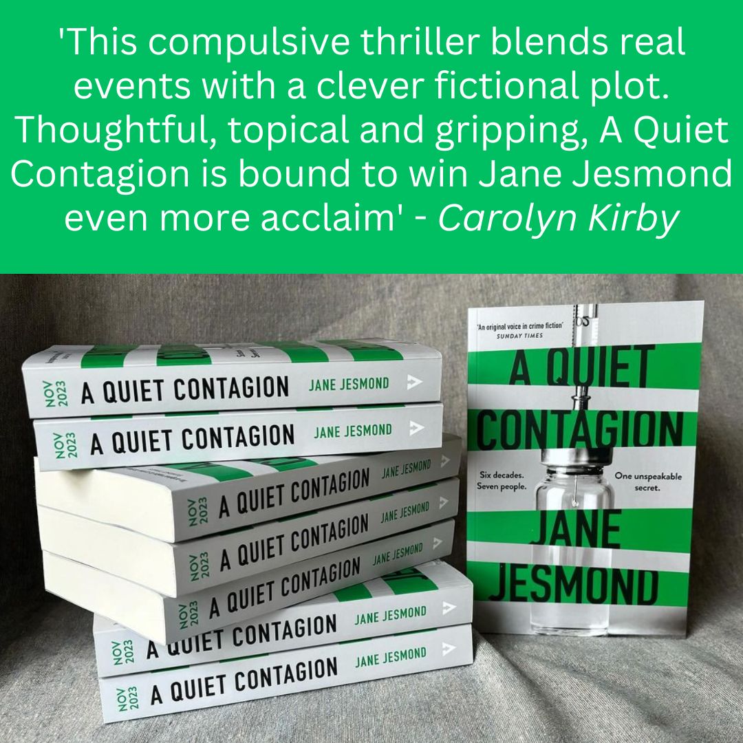 Getting excited for all my events next week around the publication day of ##AQuietContagion, especially as I'll be meeting the wonderful @novelcarolyn who said these lovely words about the book. 💚💚💚