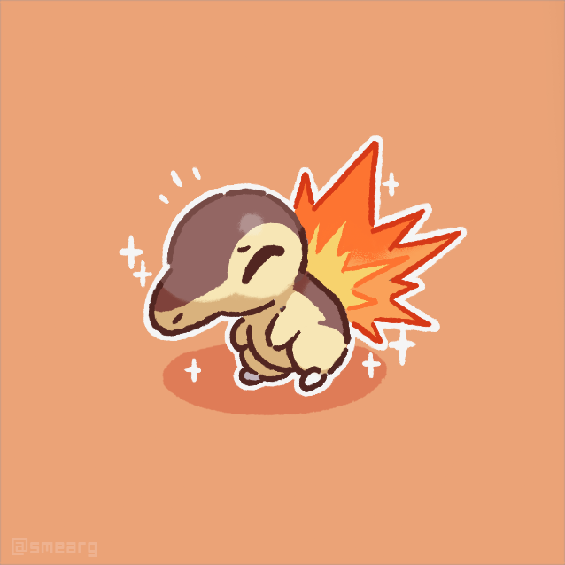 smearg's tweet photo. an anxious lil cyndaquil for your morning 🦔🔥💜 https://t.co/od8400lBkC