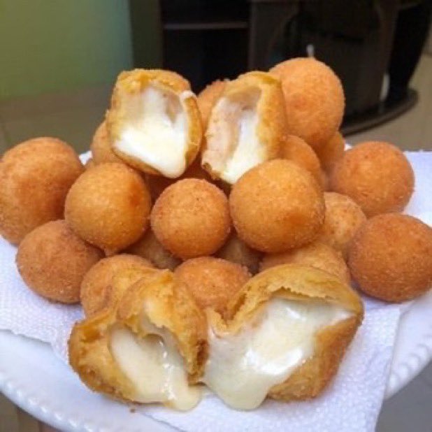 Looks like cheese ball and like chicken!