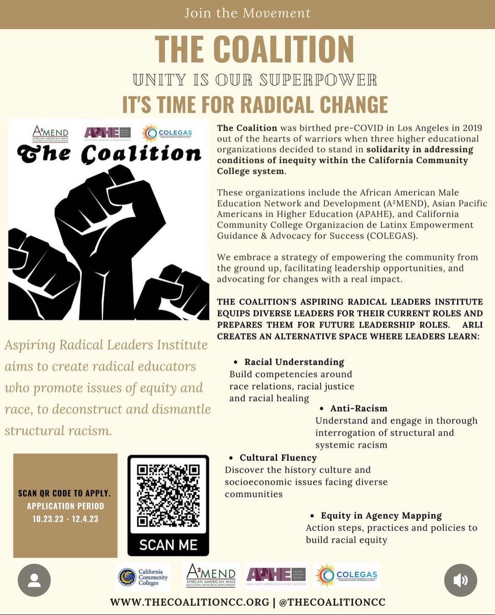 Become an Aspiring Radical Leader and join cohort 2! linktr.ee/THECOALITION?f… @A2MEND2006 @APAHENational @CCCOLEGAS