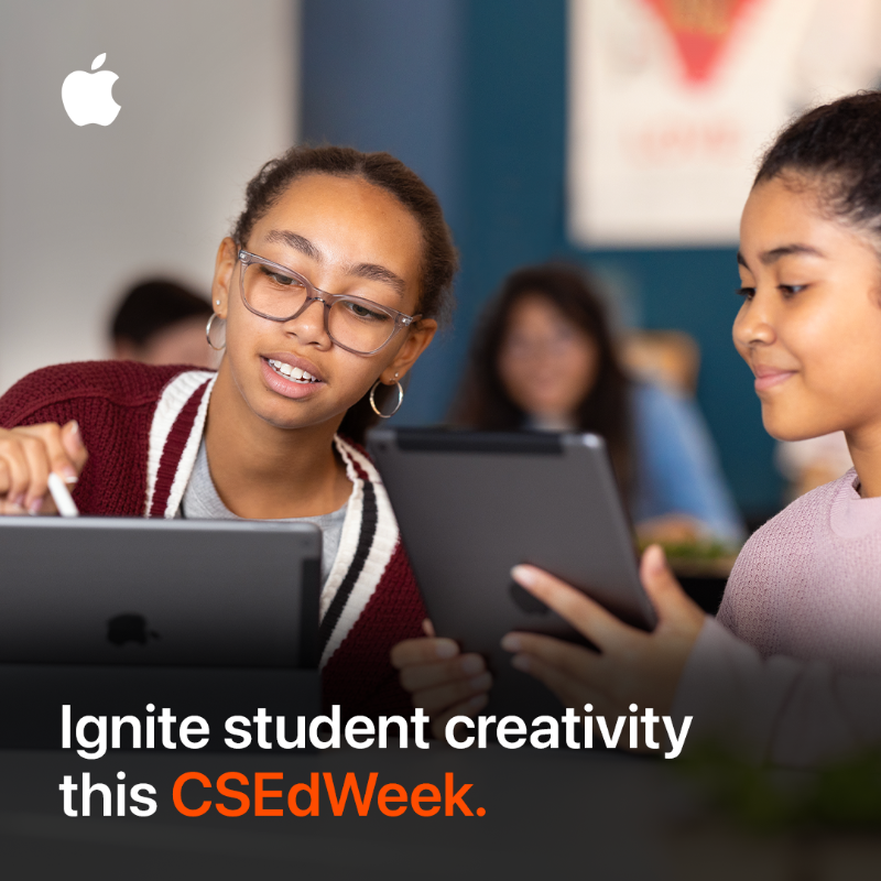 AppleEDU's tweet photo. This Computer Science Education Week, ignite student creativity with new app design and app development projects 🎉. Get the #EveryoneCanCode Projects: https://t.co/Q7TIjz1m81
#CSEdWeek