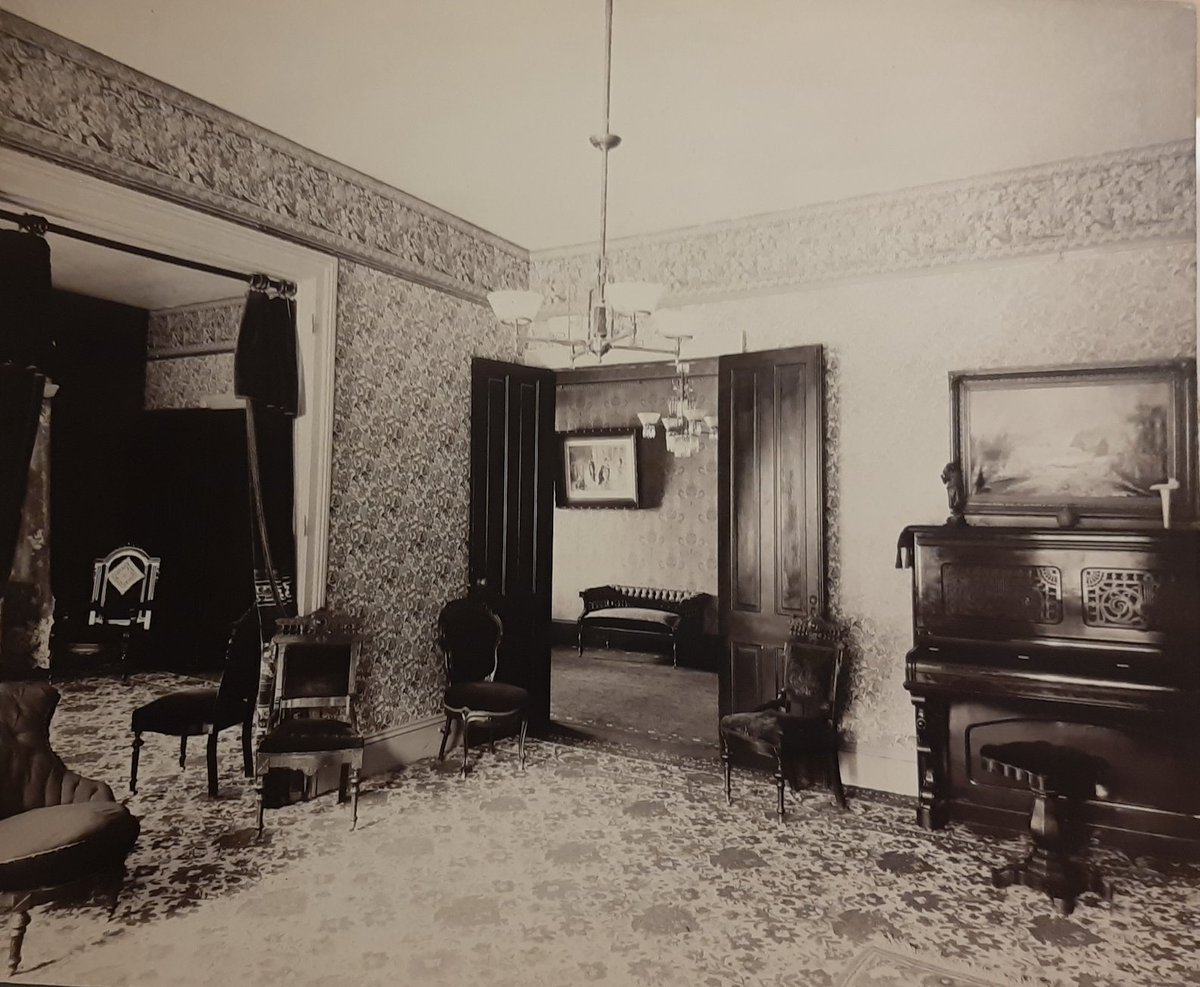 Have a seat in the parlor of #Evanston's Avenue House hotel while you await your meal! Oyster soup, queen fritters with maple syrup, &amp; figs for dessert! These were a few menu items on the Avenue House hotel's Thanksgiving menu in 1875.  Happy #Thanksgiving everyone!