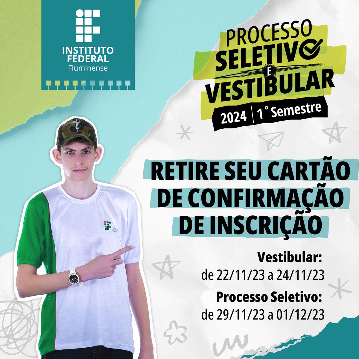 CANDIDATOS DO VESTIBULAR!
Hoje é o primeiro dia para retirar seu Cartão de Confirmação para a prova!

Acesse inscricoes.iff.edu.br, faça login e acesse o seu!
Nele, você encontra o local de prova e o horário!

A prova do Vestibular é no próximo domingo, dia 26/11.