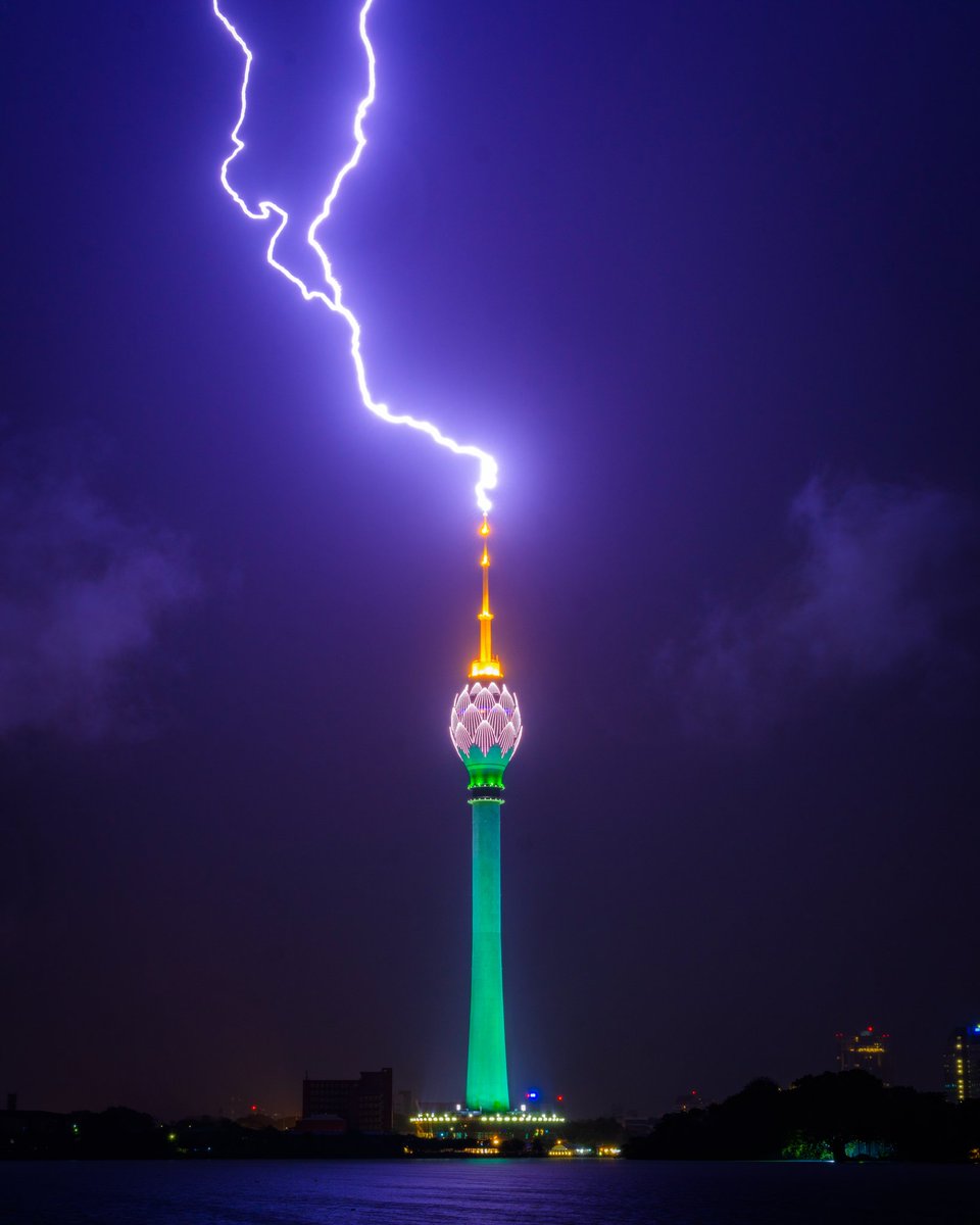 Lightning hits South Asia's tallest tower, 'Lotus Tower' in Colombo.' 🇱🇰 Sony A7RV + 24-70mm GMII 📷 #CameraLK #SonyAlpha