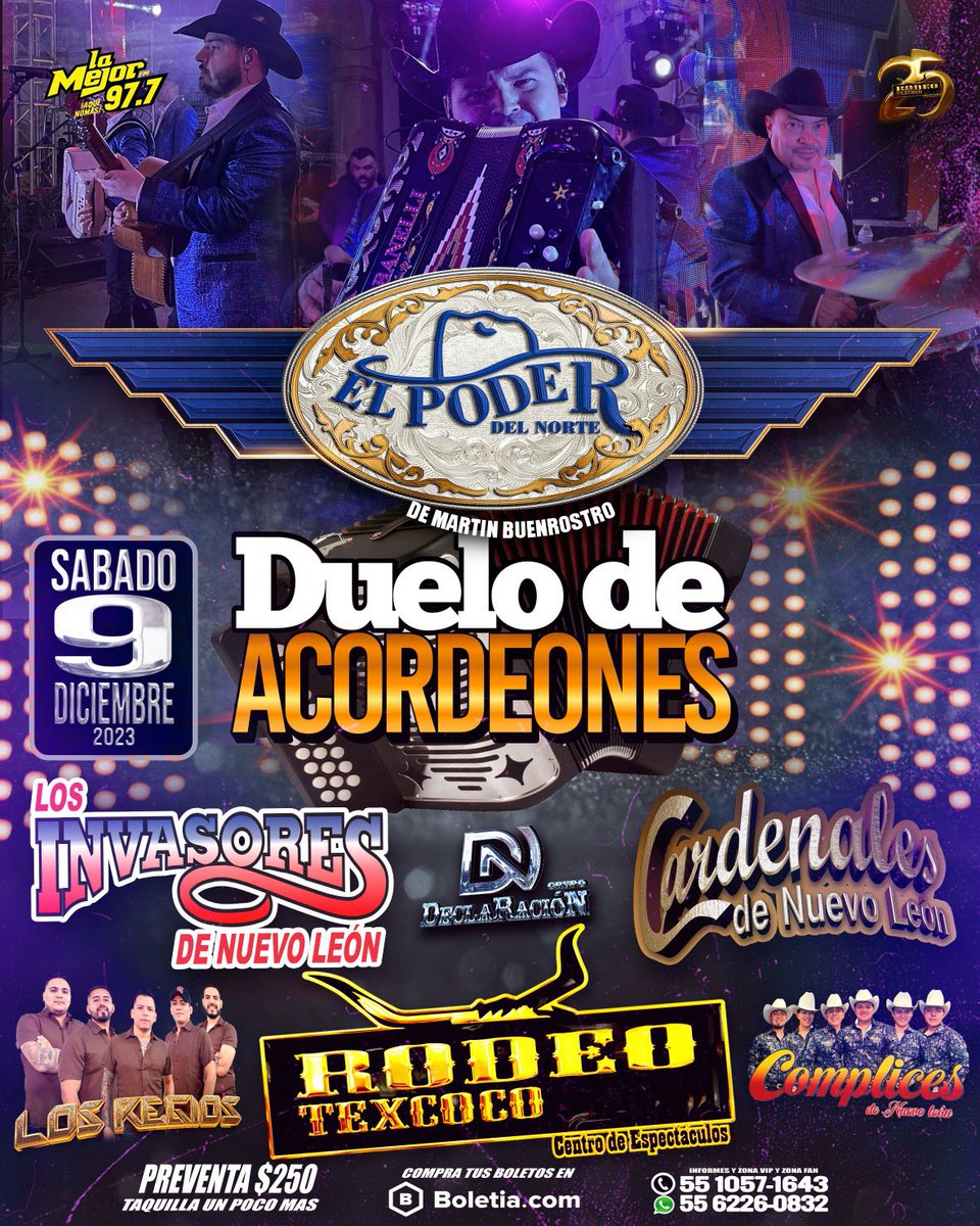 1.-A ELLA- la llevaré a #rodeotexcoco 
2.-PARA QUE ME ENGAÑO- si me encanta el baile  
3.-PERO ME PERDONAS - si quedo hecho pomada 
¿Como se llamará  la obra? 

R= Nochesisima con <a href="/ELPODERDELNTE/">El Poder del Norte</a> en 
<a href="/rodeo_texcoco/">RODEO TEXCOCO</a> 

⛔️FALTAN 17 DÍAS⛔️
⬇️ENTRADAS⬇️
…deones-2023-rodeo-texcoco.boletia.com