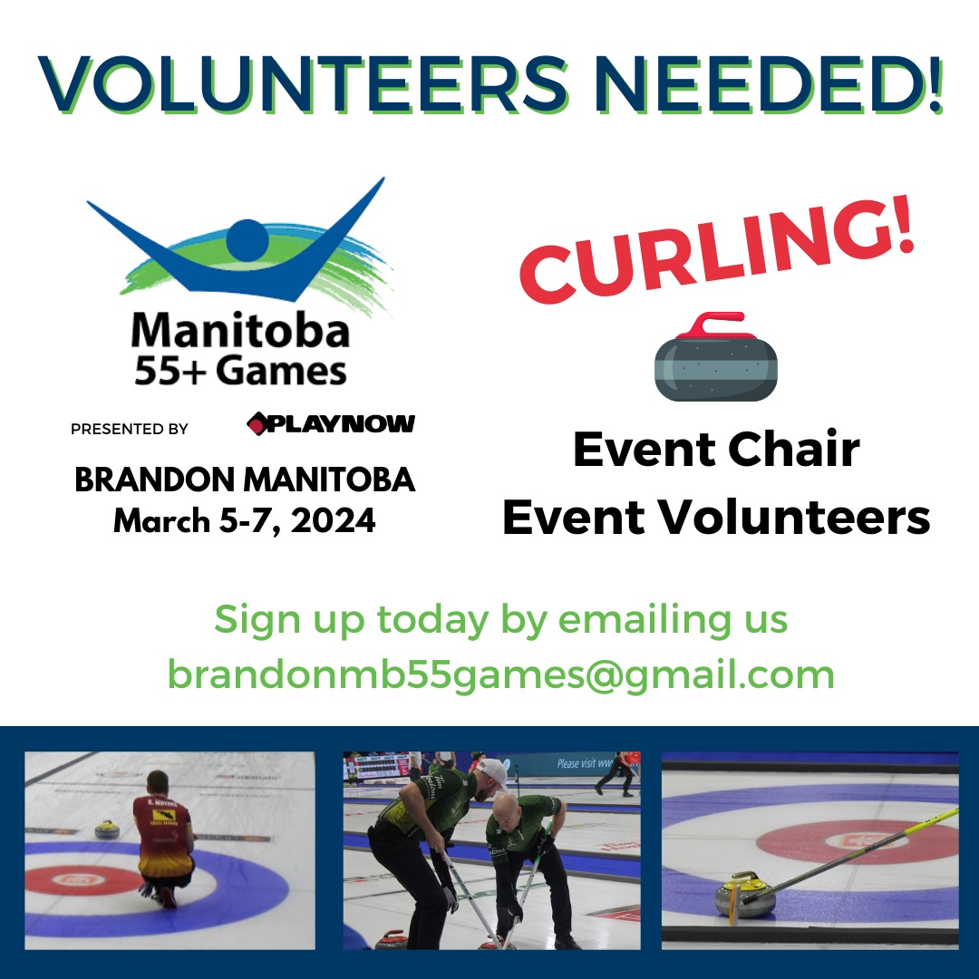 ThinkBrandon1st's tweet photo. The @AAIMMB 55+ Games are coming to Brandon next year, starting with the Curling event March 5-7, 2024! If you'd like to volunteer for the event, please send an email to brandon55games@gmail.com today!
#55plusgames #curling #volunteer #BrandonBringsYouBack https://t.co/u0BuaqhYSV
