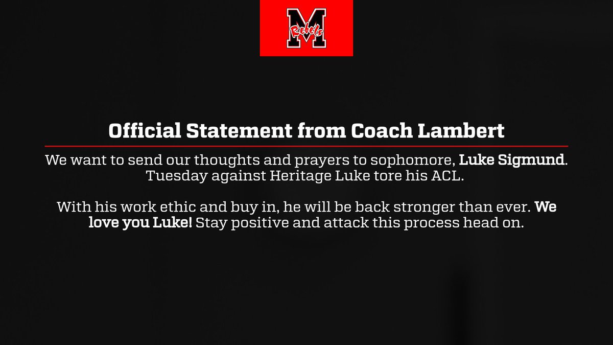 Statement from our Head Coach, Wes Lambert. We Love You, Luke❤️ #GoRebels | #MaryvilleMentality