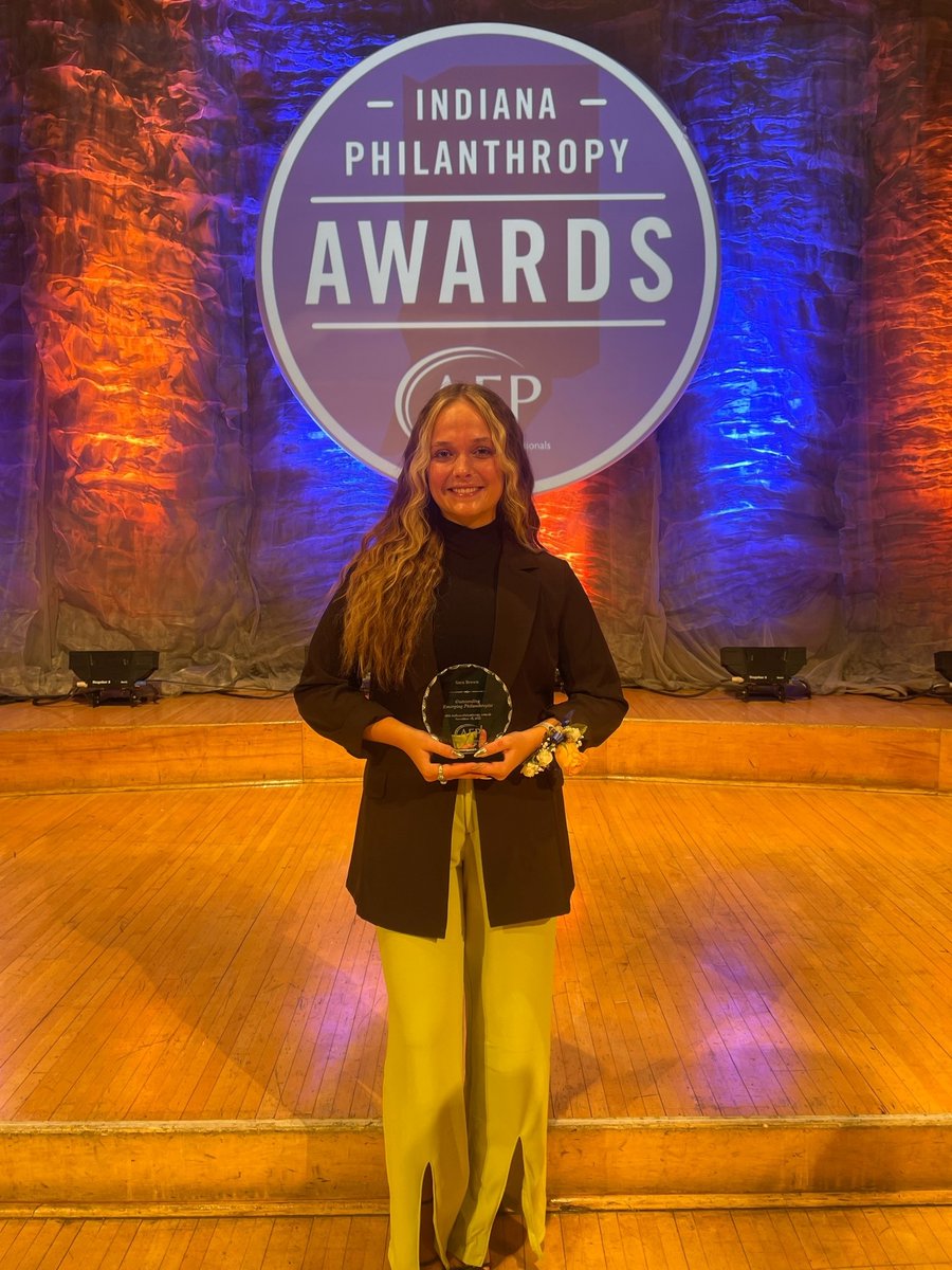 grizalumni's tweet photo. Congratulations to Sara Brown '23, who was named the outstanding emerging philanthropist of the year at the Indiana Philanthropy Awards! Way to go! #FCalum https://t.co/Boo59fBaMX