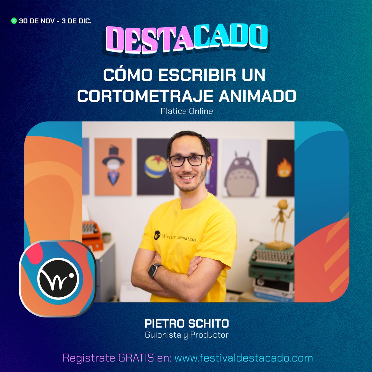 Pietro, fundador de #WriteForAnimation ha trabajado con directores de #Netflix, #WarnerAnimation, #AmazonStudios, #Dreamworks y #Disney 😱 😱😱

🎉 ¡Y va a revelarte como #escribir un #corto animado! 🎉

Registrate gratis: FestivalDestaCADO.com

#guion #script #guionismo