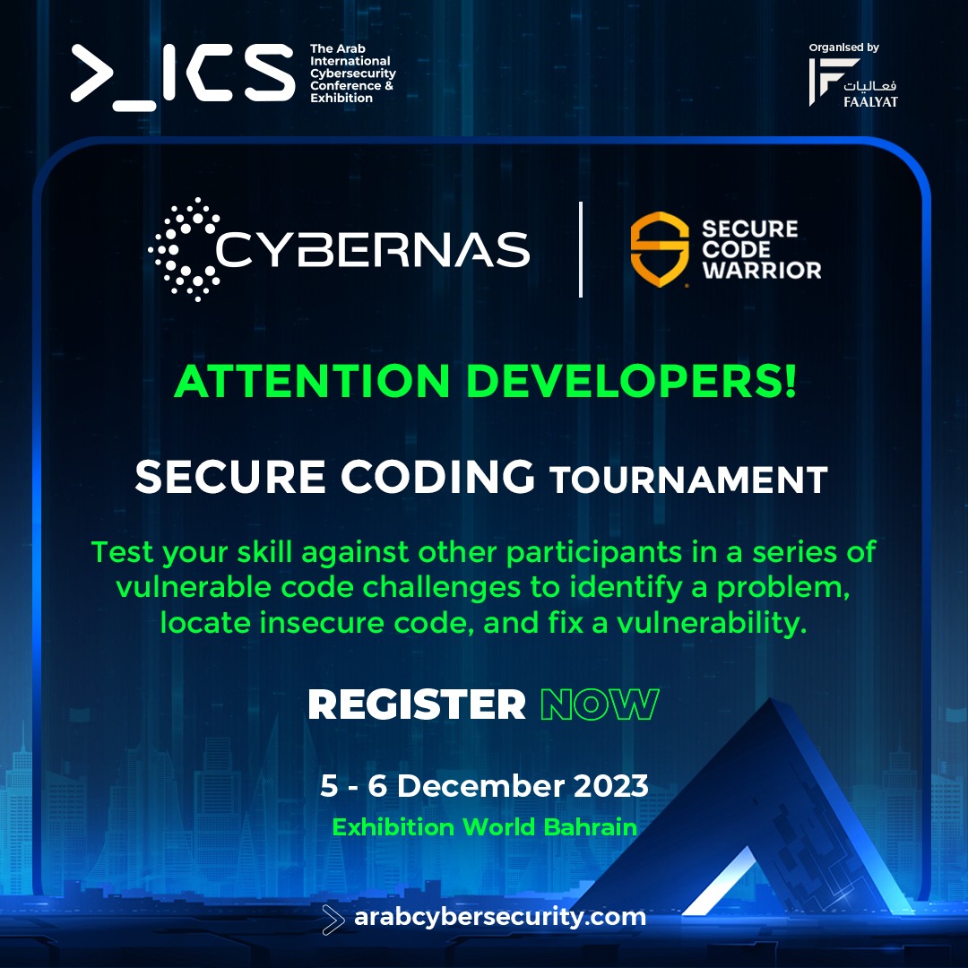 AicsExpo's tweet image. Join Secure Coding Tournament
Event Location: Room 42 –C12, Bahrain World Exhibition
Requirements: Basic coding knowledge, Laptop
Audience: Professionals workforce, University Students
Join the session: discover.securecodewarrior.com/tournament-aic…
#AICS2023 #SecureCodingTournament #CyberAwareBahrain