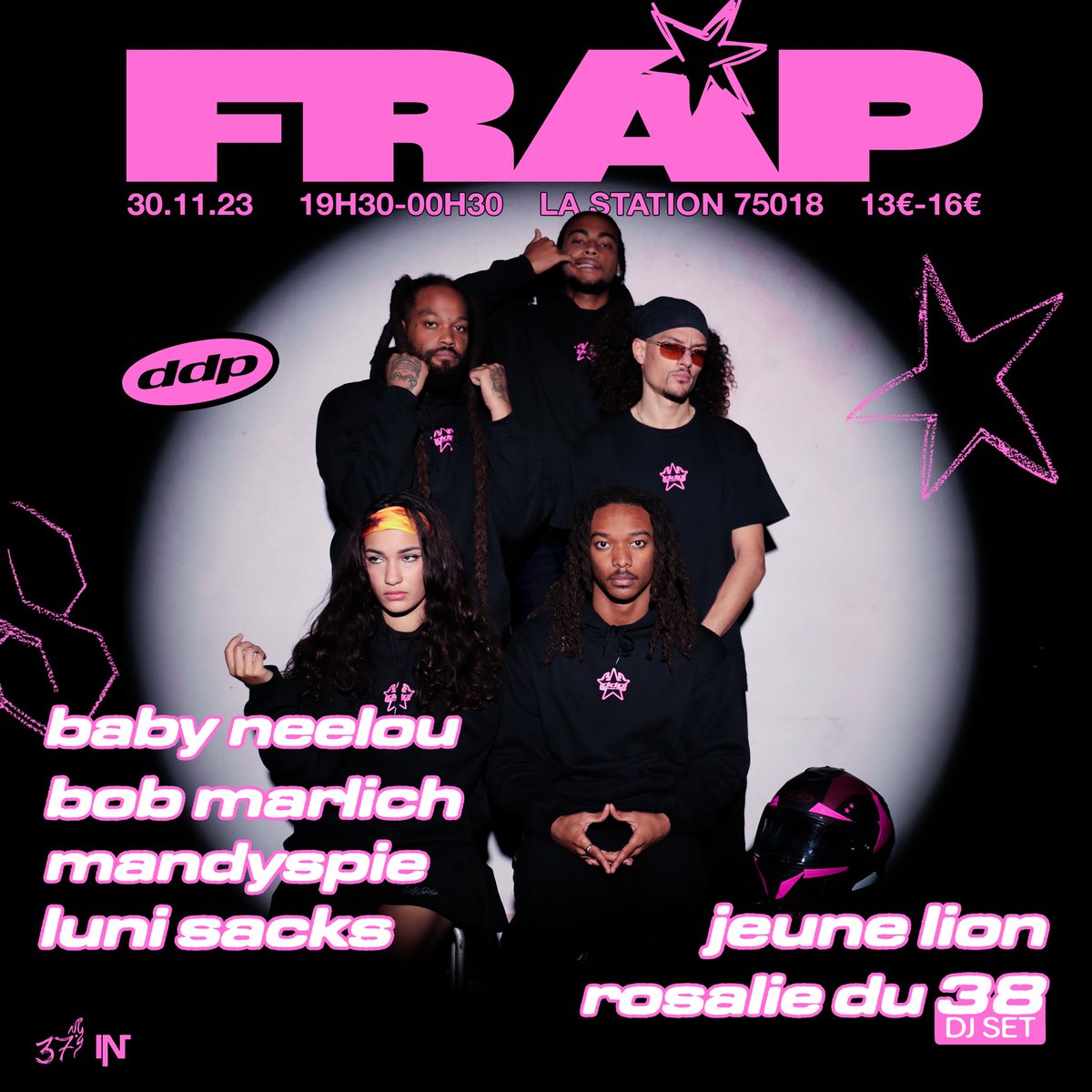 interludefrance's tweet photo. 🎁 CONCOURS

On vous fait gagner 2 places pour FRAP 4 le 30 novembre à La Station 

◾️ Luni Sacks
◾️ Bob Marlich
◾️ Mandyspie
◾️ Baby Neelou
◾️ Jeune Lion
◾️ Rosalie du 38 (DJ Set)

Pour participer RT + FOLLOW @interludefrance &amp; @trente7degres 

T.A.S ce dimanche 🎫 https://t.co/q2PN1NkHT3