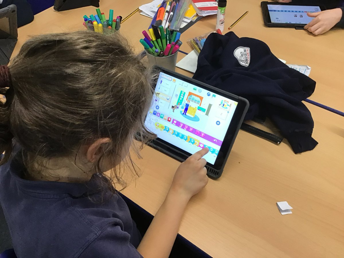 GoodrichCESch's tweet photo. We have been exploring different programming tools including Beebots, apps and Scratch Jr to see what is the same and what is different. We then moved onto Scratch and investigated how to move characters and what happens when you change the numbers. #GScomputing #GSwoodpeckers https://t.co/kIuXqPz7PN