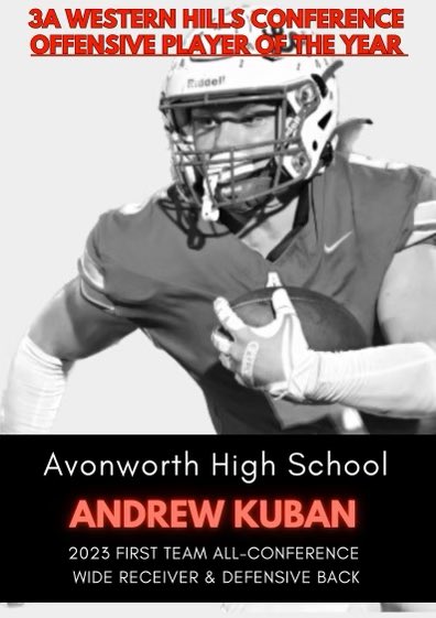 - 3A Western Hills Conference Offensive MVP
- 1st Team All-Conference DB
- 1st Team All-Conference WR
Thank you to my teammates and all the coaches who voted for me!!
@kubdog5 @AvonworthFB @AvonworthS_C @WPIAL_Insider @wpialsportsnews @WPIAL_Blitz @drossman