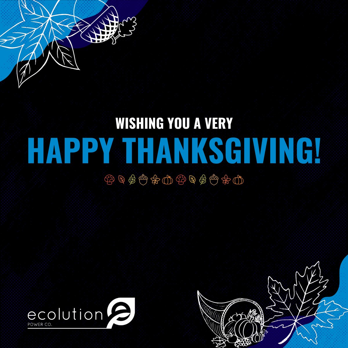 EcolutionPower's tweet photo. Happy Thanksgiving from all of us at Ecolution Power! 🍂🦃 We are grateful for your support and wish you a wonderful holiday. #thanksgiving #thankful https://t.co/lm7i60yuEg