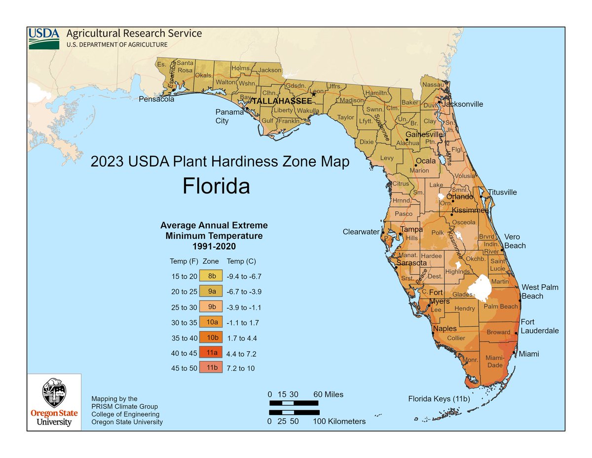 BMcNoldy's tweet photo. The #Miami area is now officially in USDA Hardiness #Zone11a, bumped up from its previous 10b. This is climate change. https://t.co/Vuk6AUY1tp