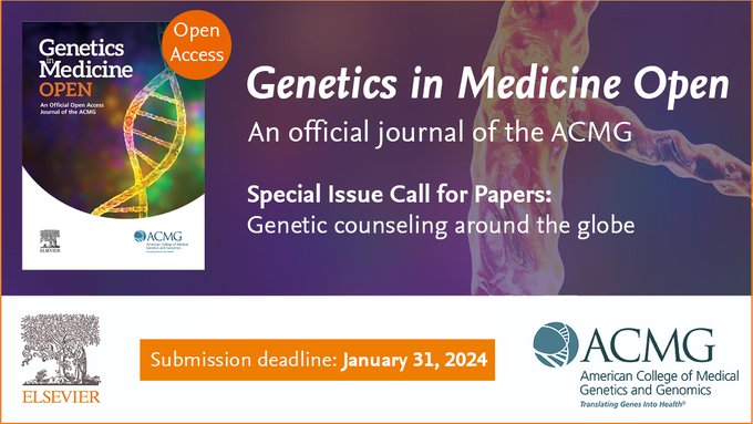 Genetics in Medicine (@gimjournal) on Twitter photo Call for Papers for a Genetics in Medicine Open (#GIMOpen) Special Issue on “Genetic counseling around the globe”, Guest Edited by Prof. Kelly Ormond (<a href="/KellyOrmondGC/">Kelly Ormond</a>), Dr. Clara Gaff (<a href="/ClaraGaff/">Prof Clara Gaff</a>), and Juliana Mei-Har Lee (<a href="/julianamhlee/">Juliana MH Lee</a>) <a href="/TheACMG/">ACMG</a>
#GCchat spkl.io/60144oRro Call for Papers for a Genetics in Medicine Open (#GIMOpen) Special Issue on “Genetic counseling around the globe”, Guest Edited by Prof. Kelly Ormond (<a href="/KellyOrmondGC/">Kelly Ormond</a>), Dr. Clara Gaff (<a href="/ClaraGaff/">Prof Clara Gaff</a>), and Juliana Mei-Har Lee (<a href="/julianamhlee/">Juliana MH Lee</a>) <a href="/TheACMG/">ACMG</a>
#GCchat spkl.io/60144oRro