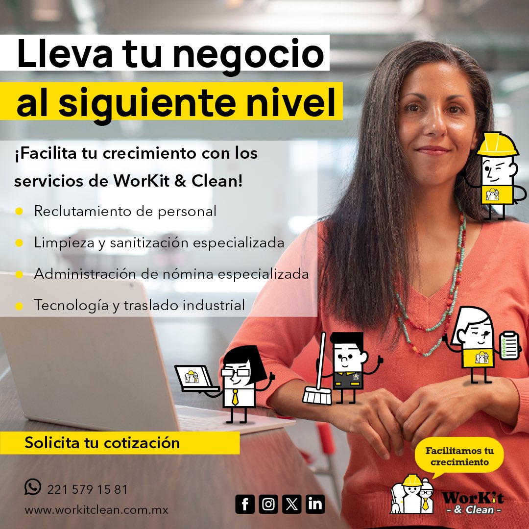 WorkitCleanMx's tweet photo. Contáctanos y descubre por qué WorKit es tu mejor opción. ✅ 

#TalentoHumano #PyMES #PyMESMéxico #LimpiezaIndustrial #LimpiezaEspecializada #ReclutamientoDePersonal #Reclutamiento #TrasladoIndustrial #BlackFriday2023 #REPSE #AdministraciónDeNóminaEspecializada #Nómina #ProveedoresDeServicios #ProveedorDeServicios #ServiciosEspecializados