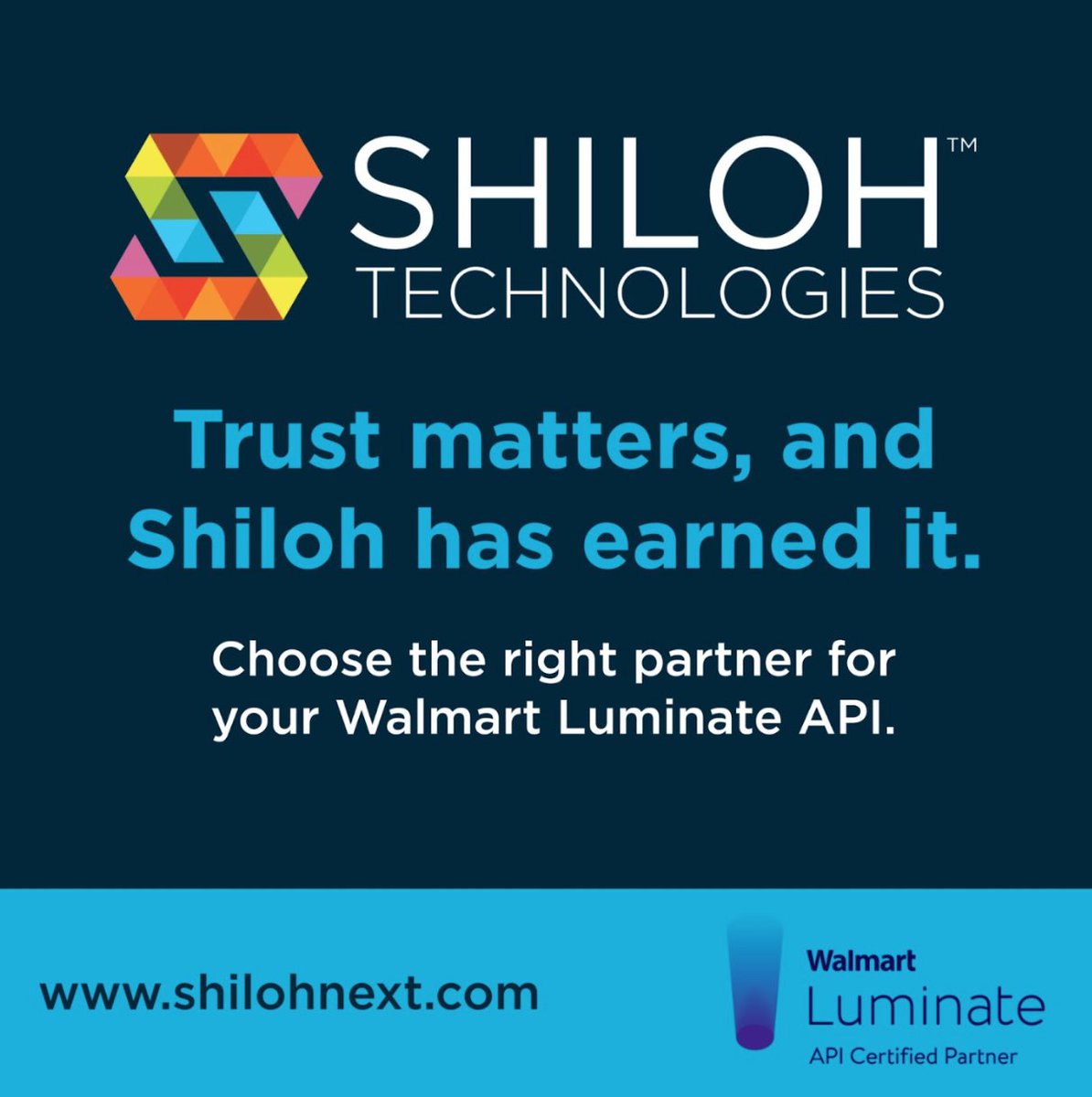 ShilohTech's tweet image. As a trusted Walmart Luminate API Certified Partner, Shiloh is ready to help suppliers navigate the new landscape of retail data with the superior service solutions they’ve come to expect.

Learn more:
shilohnext.com/walmart-lumina…

#TrustedPartner #WalmartLuminateAPI