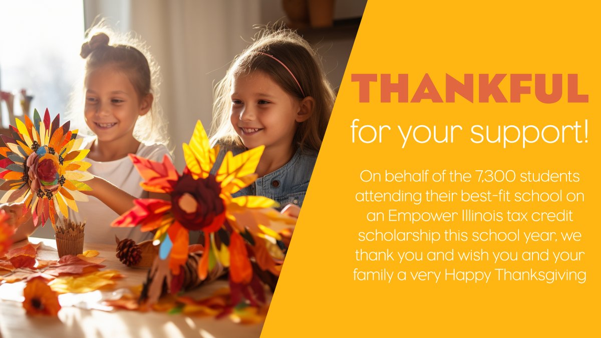 EmpowerIL's tweet photo. This Thanksgiving, we're so grateful for the #TCSCommunity. Over the past six years, your support has allowed us to help thousands of Illinois kids and families find the school that fits them best. Thank you to everyone who has joined us on this extraordinary journey! https://t.co/CPmH14B7kl