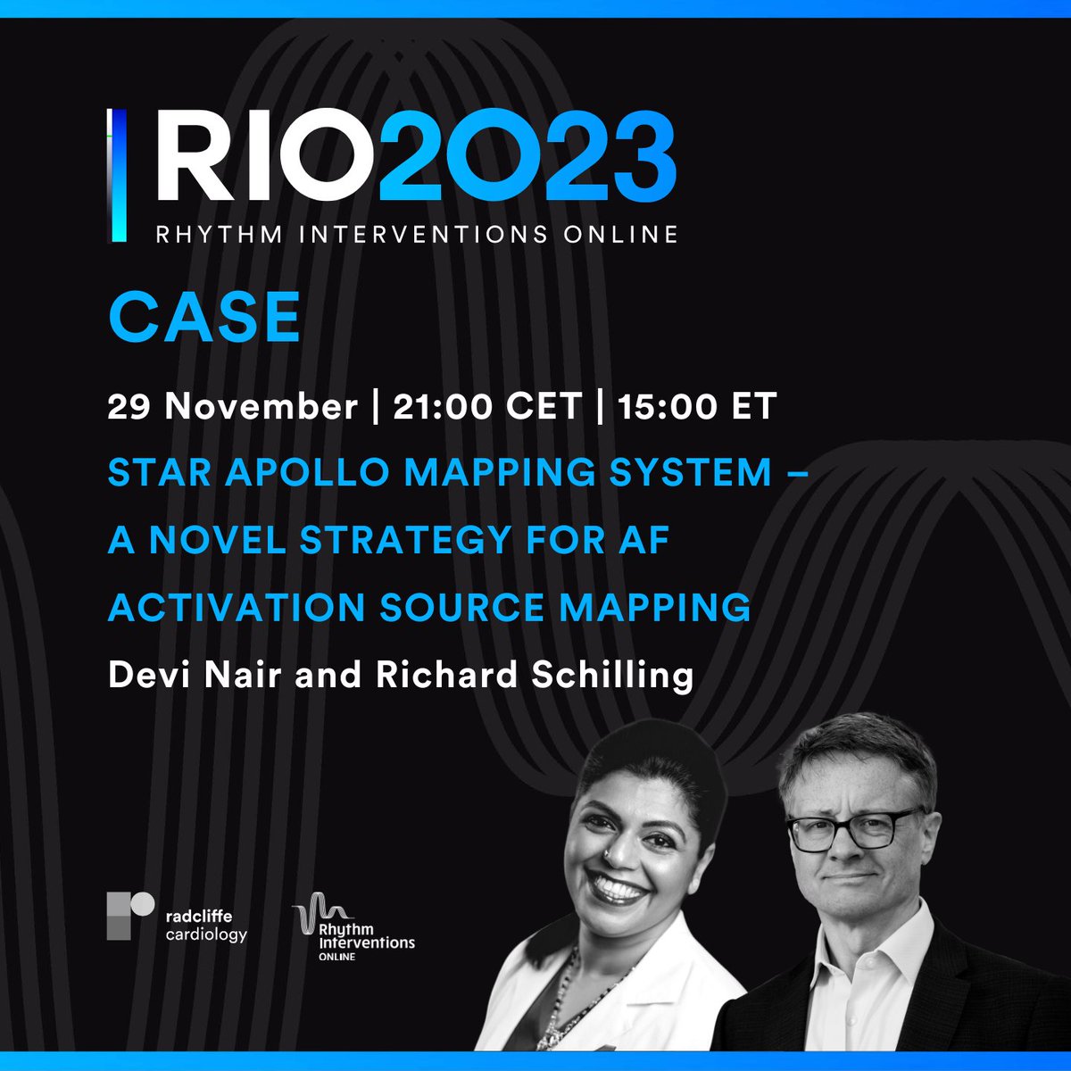 Radcliffe Cardiology (@radcliffecardio) on Twitter photo Join case operators <a href="/Drdevignair/">Dr. Devi G Nair</a> and <a href="/Prof_Schilling/">Richard Schilling</a> for their RIO case 'STAR Apollo Mapping System – A Novel Strategy for AF Activation Source Mapping'👉 ow.ly/CMmU50Qaipk
🗓️ 29 November
⏰ 21:00 CET | 15:00 ET
#EPeeps #RIOCongress2023 #CardioTwitter #AFib Join case operators <a href="/Drdevignair/">Dr. Devi G Nair</a> and <a href="/Prof_Schilling/">Richard Schilling</a> for their RIO case 'STAR Apollo Mapping System – A Novel Strategy for AF Activation Source Mapping'👉 ow.ly/CMmU50Qaipk
🗓️ 29 November
⏰ 21:00 CET | 15:00 ET
#EPeeps #RIOCongress2023 #CardioTwitter #AFib