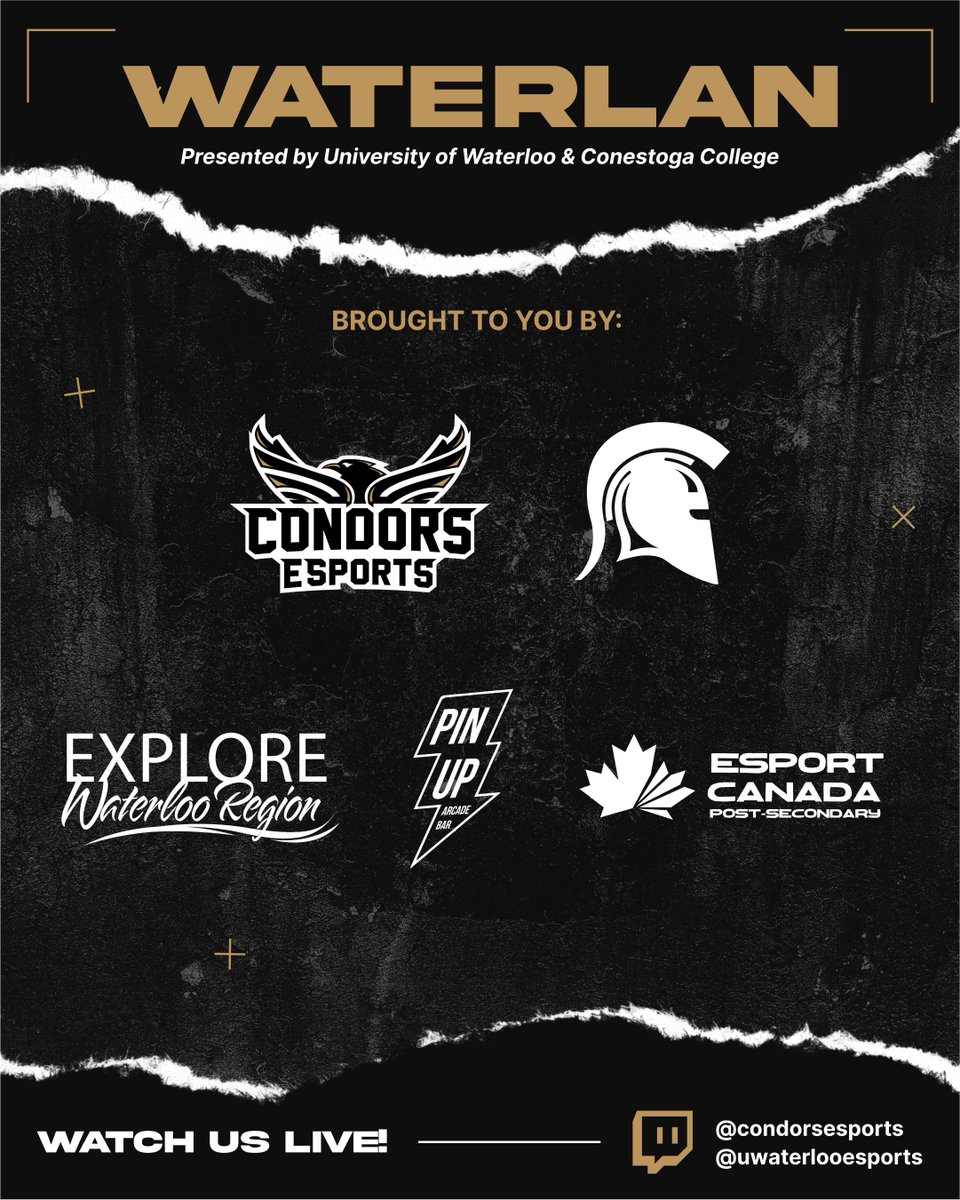 We can’t have an amazing WaterLAN 💧 without amazing sponsors.

Thank you, @cc_condors, <a href="/UWaterlooGG/">Warriors Esports</a>, @WResportsco, <a href="/ArcadePin/">Pin Up Arcade Bar</a>, <a href="/Esport_CanadaPS/">Esport_CanadaPS</a> for making this possible!

Make sure to show them some love ❤️

#WaterLAN #WREC #Sponsors