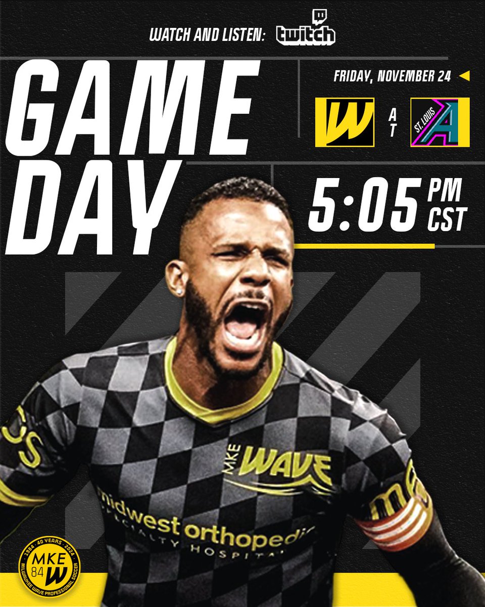 Milwaukee Wave (@milwaukeewave) on Twitter photo Grab those Thanksgiving leftovers and get ready for our first match of the year! 🌊 Your Milwaukee Wave travel to St. Louis to take on the <a href="/stlouisambush/">St. Louis Ambush</a> 💥
📍 The Family Arena
🕰️ 5:05PM CST
📺 twitch.tv/masl_soccer
#GoWave Grab those Thanksgiving leftovers and get ready for our first match of the year! 🌊 Your Milwaukee Wave travel to St. Louis to take on the <a href="/stlouisambush/">St. Louis Ambush</a> 💥
📍 The Family Arena
🕰️ 5:05PM CST
📺 twitch.tv/masl_soccer
#GoWave