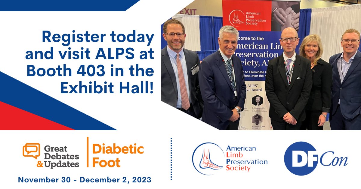 Great Debates & Updates in Diabetic Foot is only a week away! Don't forget to stop by the ALPS at booth 403 in Dallas November 30 – December 2! Get more information about GDU and future events here: limbpreservationsociety.org/future-events/ #actagainstamputation #limbpreservation