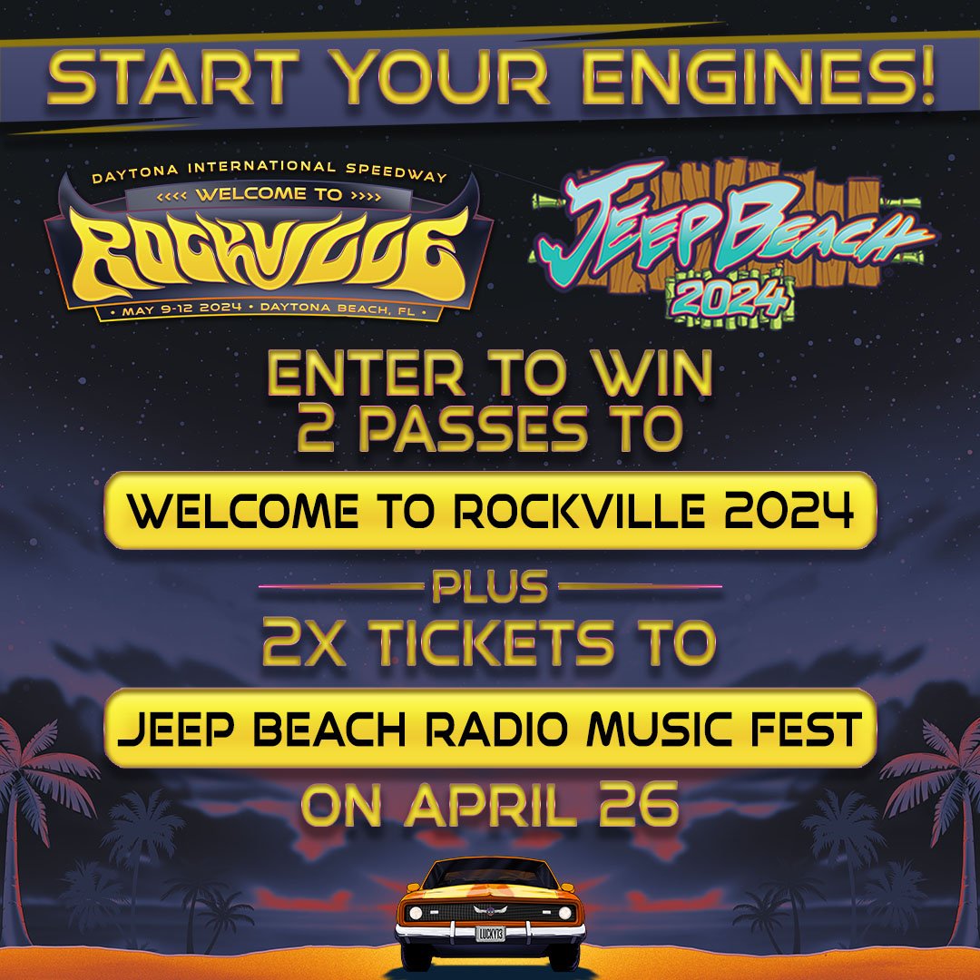 RockvilleFest's tweet photo. Here’s your chance to check out some ROCKIN’ RIDES and jam out with the @JeepBeach crew on Friday, April 26 at the Daytona Speedway for the Jeep Beach Radio Music Festival– PLUS you can win your way to the BIGGEST rock music festival in North America a few weeks after on May 9-12!🤘🔊

ENTER HERE --> https://t.co/Ct0kJaR38i