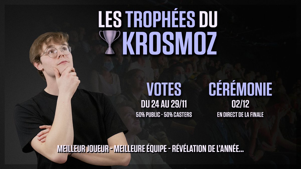 🚨 On vous propose la première édition des Trophées du Krosmoz pour clôturer cette année d'esport !

Avec un vote partagé entre la communauté et les casters de la KTV et d'ailleurs, les meilleurs joueurs de 2023 seront mis à l'honneur en pre-show de la finale des Masters ✨