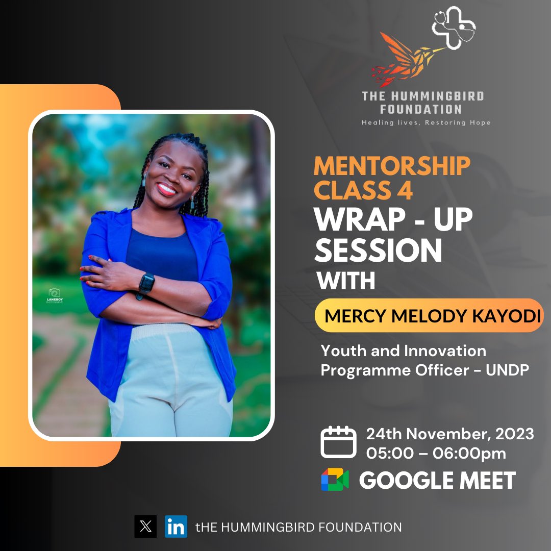 HummingbirdUg's tweet photo. We are delighted to extend an invitation to our fourth mentorship class, led by @MM_Kayodi scheduled for this upcoming Friday at 5pm. We eagerly anticipate your participation!

Join us at: https://t.co/bpveqMXLcD

#HummingbirdFoundation
#HealthForAll https://t.co/0O1fhTOhdP