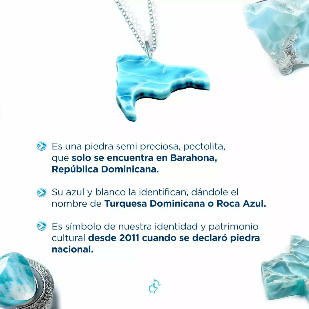 ConsuladoDomVEN's tweet photo. 🇩🇴✨ Hoy, con orgullo celebramos el Día del Larimar, la piedra nacional de República Dominicana, la cual refleja la belleza única del país y es un símbolo de nuestra riqueza cultural y natural 💎✨. https://t.co/h0qo0qUVdJ
