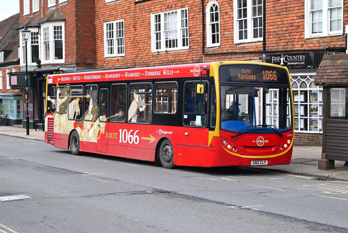 Photographed rather appropriately today in the town of Battle <a href="/StagecoachSE/">Stagecoach South East</a> <a href="/ADLbus/">Alexander Dennis</a> Enviro 200 36500 in it’s new dedicated livery for route 1066.