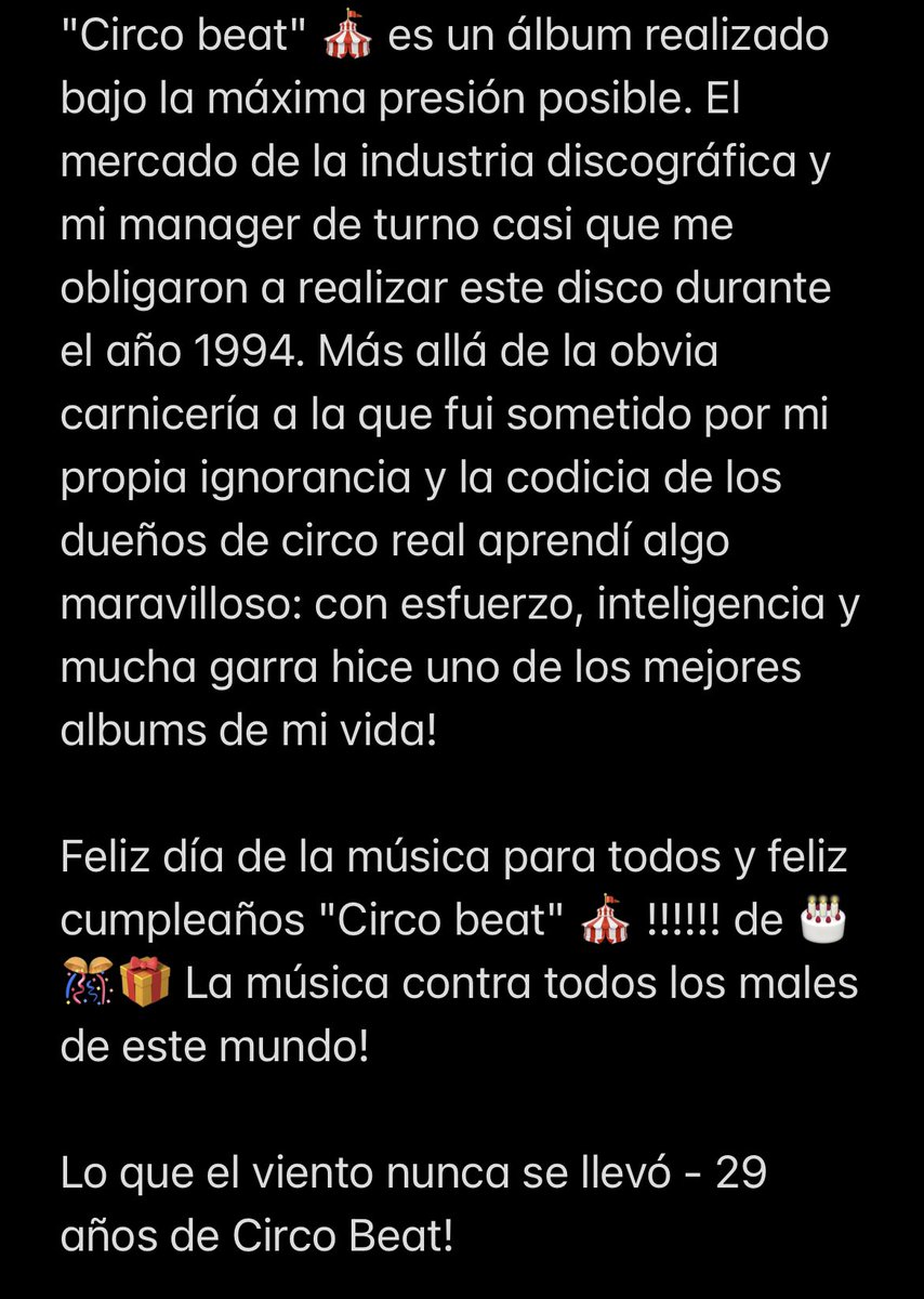 FitoPaezMusica's tweet photo. Felices 29 años Circo Beat! https://t.co/V6Qe20JcEt