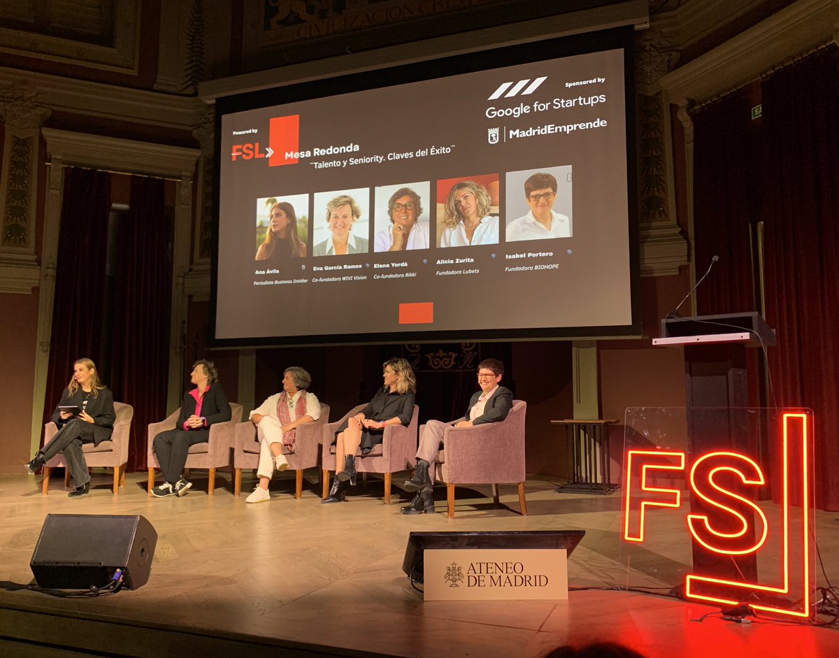<a href="/carmeartigas/">Carme Artigas</a> <a href="/SEDIAgob/">S.E. Digitalización e Inteligencia Artificial</a> #FoundersDayMadrid Orgullo al ver tres grandes #EmprendedorasEnisa en la mesa “El talento no tiene edad” con <a href="/azuritan/">Alicia Zurita</a> de <a href="/Lubets_es/">Lubets</a>, <a href="/eva_garciaramos/">Eva Garcia Ramos</a> de <a href="/WIVIvision/">WIVI vision</a> &amp; Isabel Portero <a href="/BiohopeS/">BIOHOPE Scientific</a>