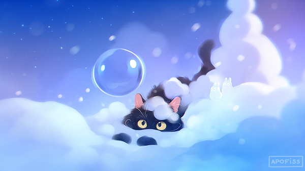 「Today was the first snow and it didn't m」|apofissのイラスト