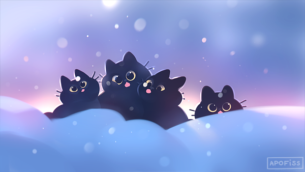 「Today was the first snow and it didn't m」|apofissのイラスト