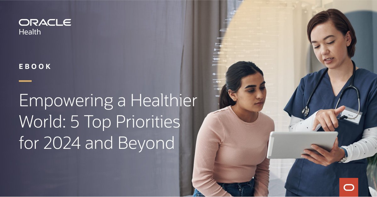 The Oracle team is unifying data across the healthcare ecosystem to help caregivers address some of the biggest challenges we face in our industry. 

Download this <a href="/OracleHealth/">Oracle Health</a> eBook to learn how we can help you prepare for 2024 and beyond: social.ora.cl/6008ufbMk