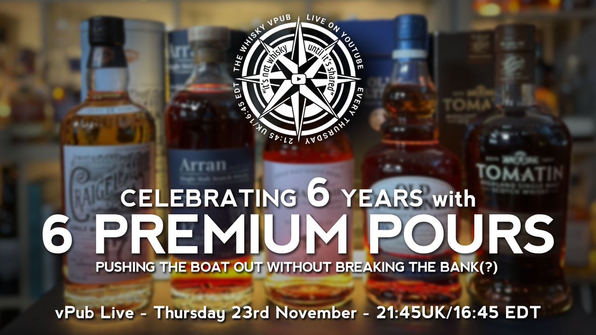 aqvavitae_sco's tweet photo. Six years needs six whiskies. Good whiskies; nice ages in the mid-to-high teens ’sweet spot’. Don’t wanna pay too much tho. But, that’s a big ask in 2023. Let’s see what’s out there when we push the boat out to celebrate 6 years of the #vPub
#barfly
https://t.co/1Pkd2pX185 https://t.co/kUzhC0lMeS