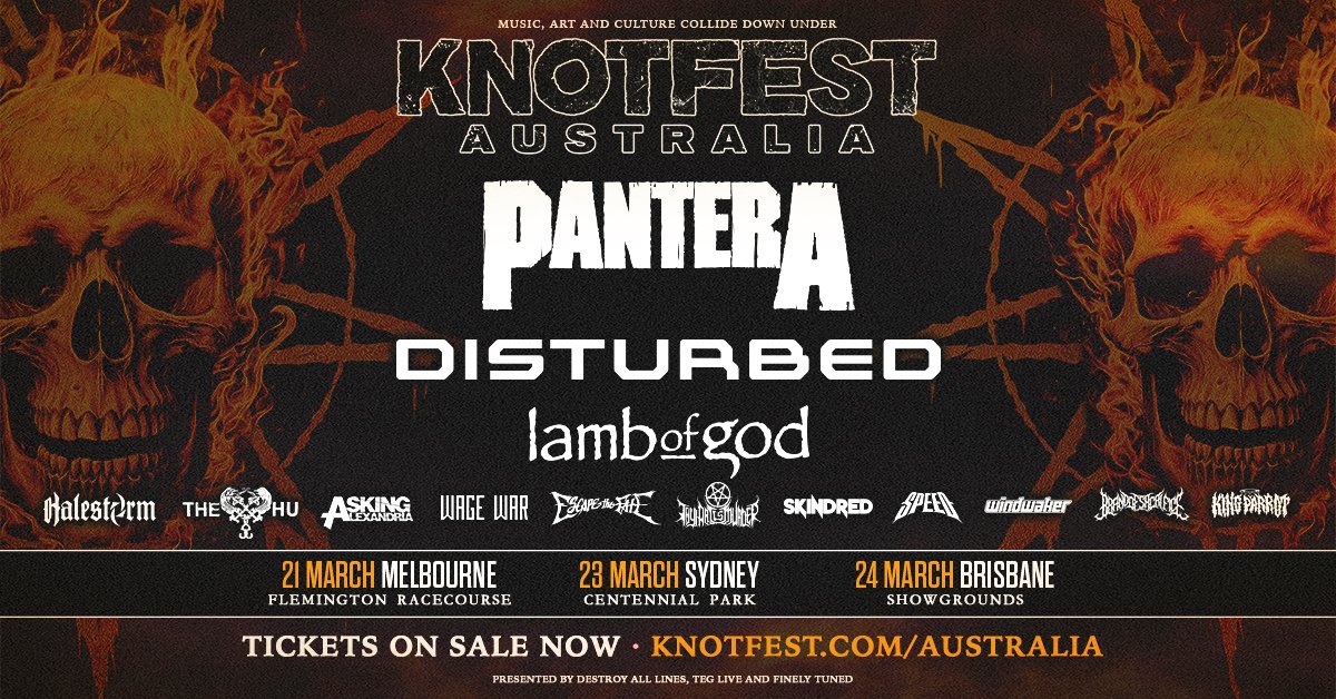 We are excited to be heading to Australia for the first time since 2001! Can't wait to to see our fans at @KnotfestAu . Tickets are on sale now. knotfestau.com/pantera