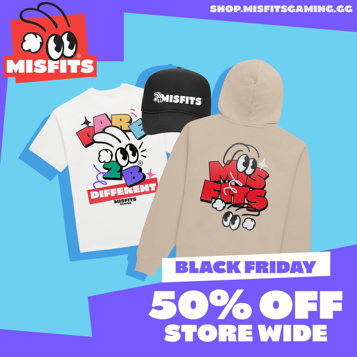 OUR BLACK FRIDAY SALE cozy tees and hoodies are 50% off all weekend! and its all here 😊 shop.misfitsgaming.gg