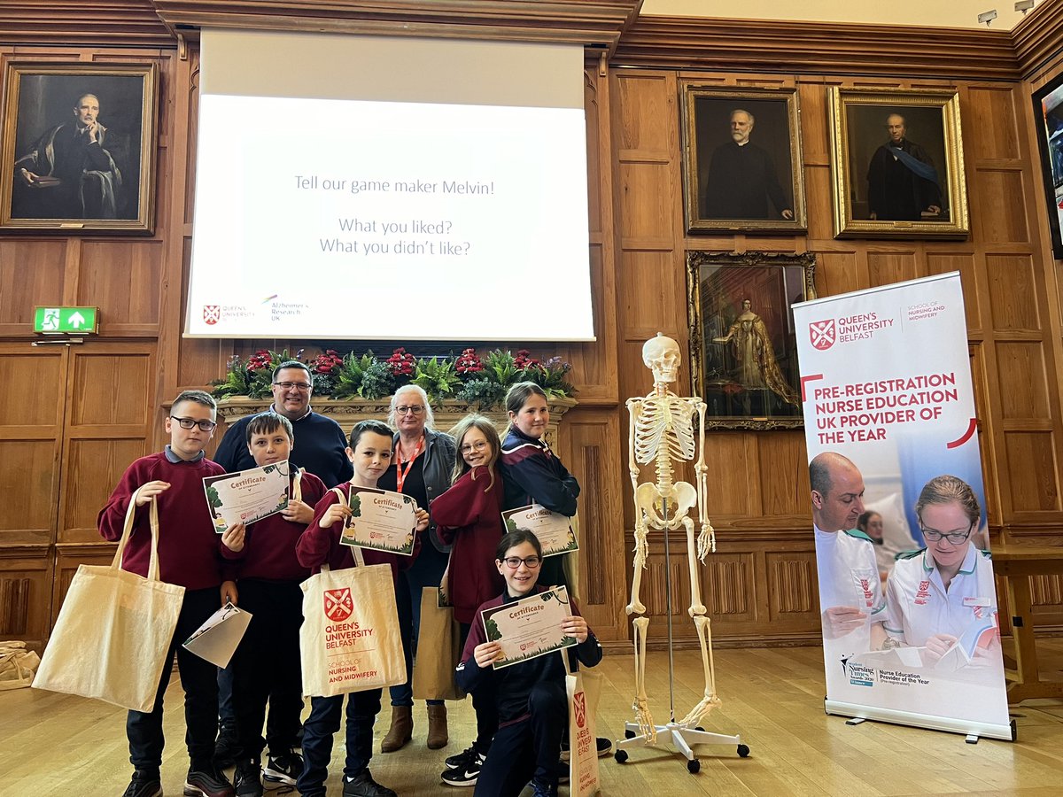 A great day welcoming children to @QUBelfast from two primary schools giving feedback on the #BrainHealth #game they codesigned - they loved finding their #SuperBrain thanks to our team & @FocusGames our #CoDesign #team @sonyaclarkeCYP @susie_wilkie led by @rebeccatownsnd