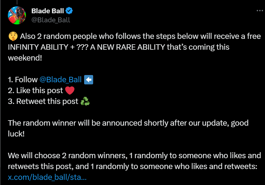 LigStear's tweet photo. @Blade_Ball Pls I better win 🙏 I've been struggling to get infinity for like months https://t.co/8qznsdcSxU