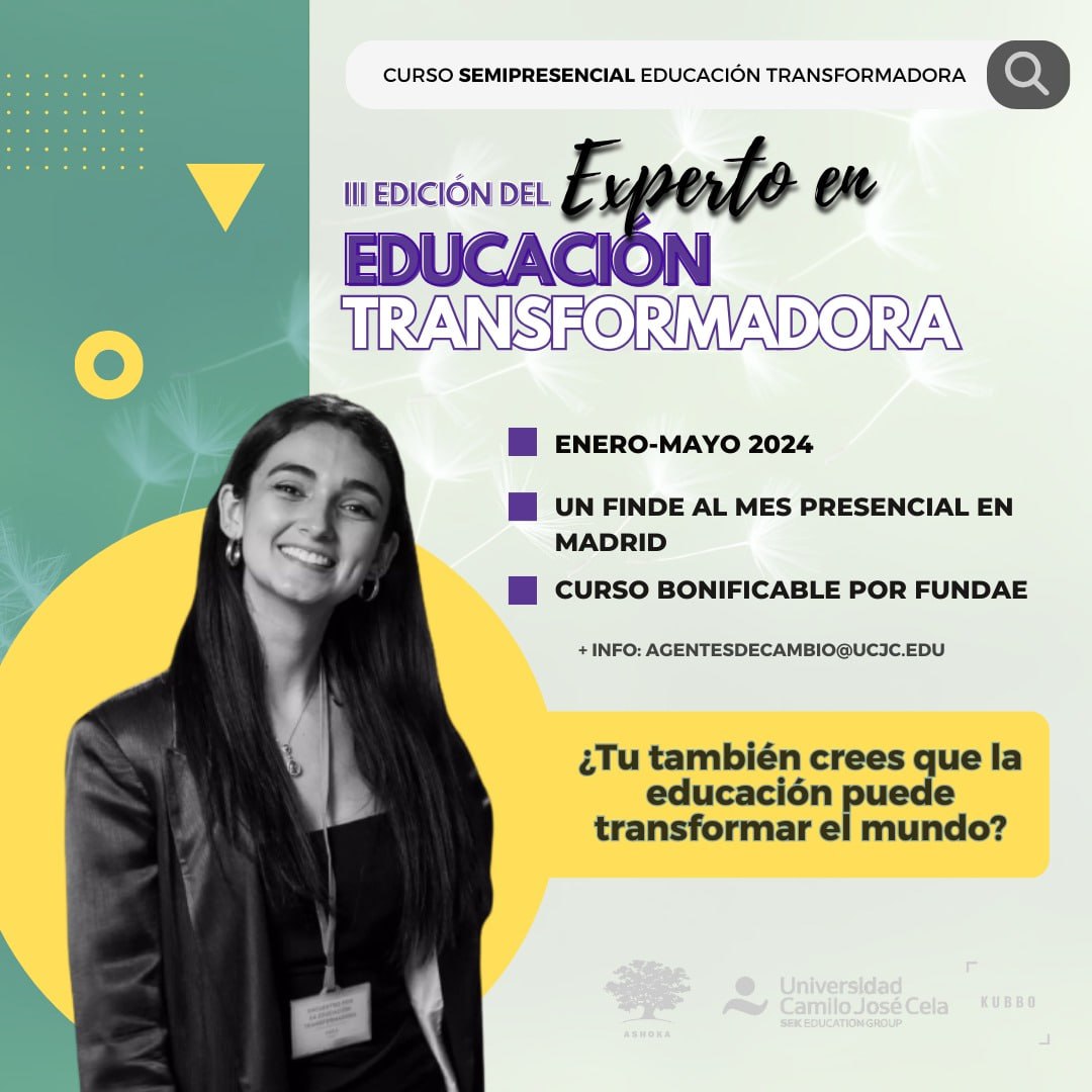 Si trabajas para que la educación sea realmente una fórmula de cambio social, o quieres hacerlo pero no tienes muy claro como, aquí te dan muchiiiisimas claves. Apúntate rápido que vuela! 🔽🔽 ucjc.edu/diploma-expert…