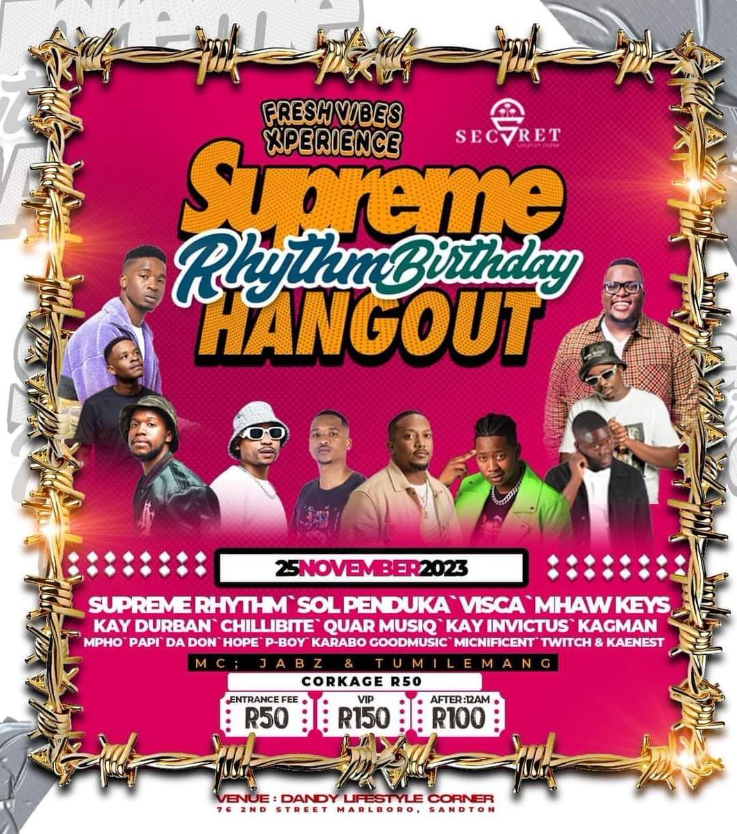 Papa Karabo. (@tumimasoko_dj) on Twitter photo #SupremeRhythmBirthdayHangout w/ <a href="/SoxXWodumo/">Soxx Wodumo👑</a>
📍 <a href="/_93Lifestyle/">SecretLocationLodge</a> Secret Location 🐍🐍🐍
I can't wait to hear <a href="/Solphendukaa/">Thandubuntu</a> play live 🙆🏼♂️
Let's Go 🤘🏻💯 #SupremeRhythmBirthdayHangout w/ <a href="/SoxXWodumo/">Soxx Wodumo👑</a>
📍 <a href="/_93Lifestyle/">SecretLocationLodge</a> Secret Location 🐍🐍🐍
I can't wait to hear <a href="/Solphendukaa/">Thandubuntu</a> play live 🙆🏼♂️
Let's Go 🤘🏻💯