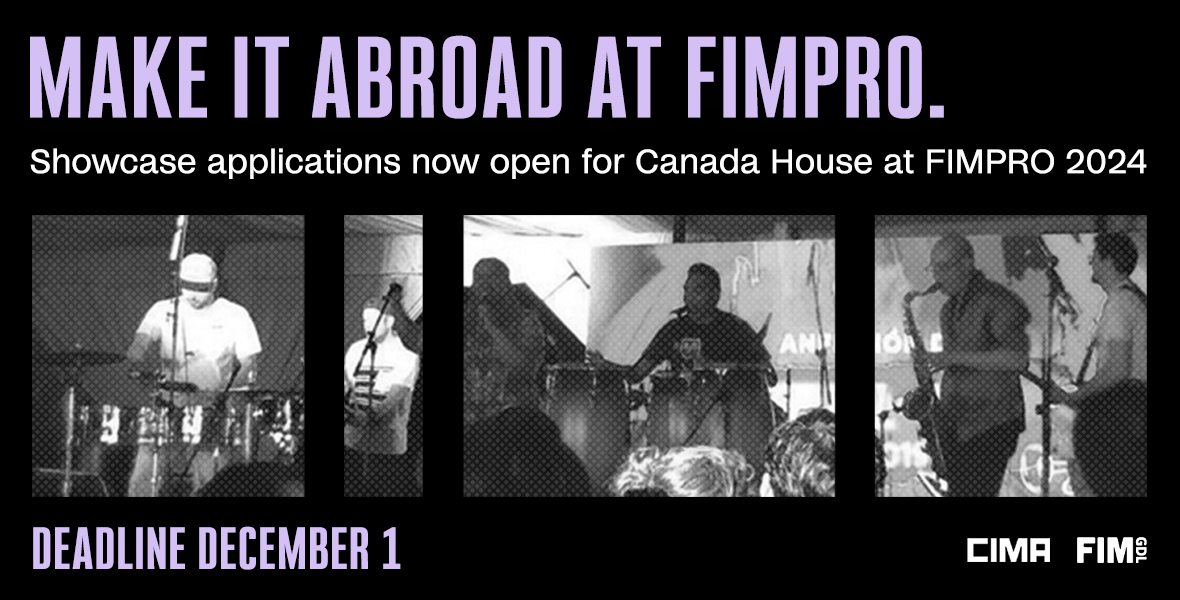 Canadian Independent Music Association (@cimamusic75) on Twitter photo CIMA will be conducting our 5th mission to Mexico surrounding FIMPRO, in partnership with <a href="/Alberta_Music/">Alberta Music</a>, <a href="/musicbc/">Music BC</a>, <a href="/manitobamusic/">manitobamusic</a> & <a href="/MusicOntario/">MusicOntario</a>. We've extended the deadline for showcase submissions until Friday, December 1! Full details below:
cimamusic.ca/news/recent-ne… CIMA will be conducting our 5th mission to Mexico surrounding FIMPRO, in partnership with <a href="/Alberta_Music/">Alberta Music</a>, <a href="/musicbc/">Music BC</a>, <a href="/manitobamusic/">manitobamusic</a> & <a href="/MusicOntario/">MusicOntario</a>. We've extended the deadline for showcase submissions until Friday, December 1! Full details below:
cimamusic.ca/news/recent-ne…