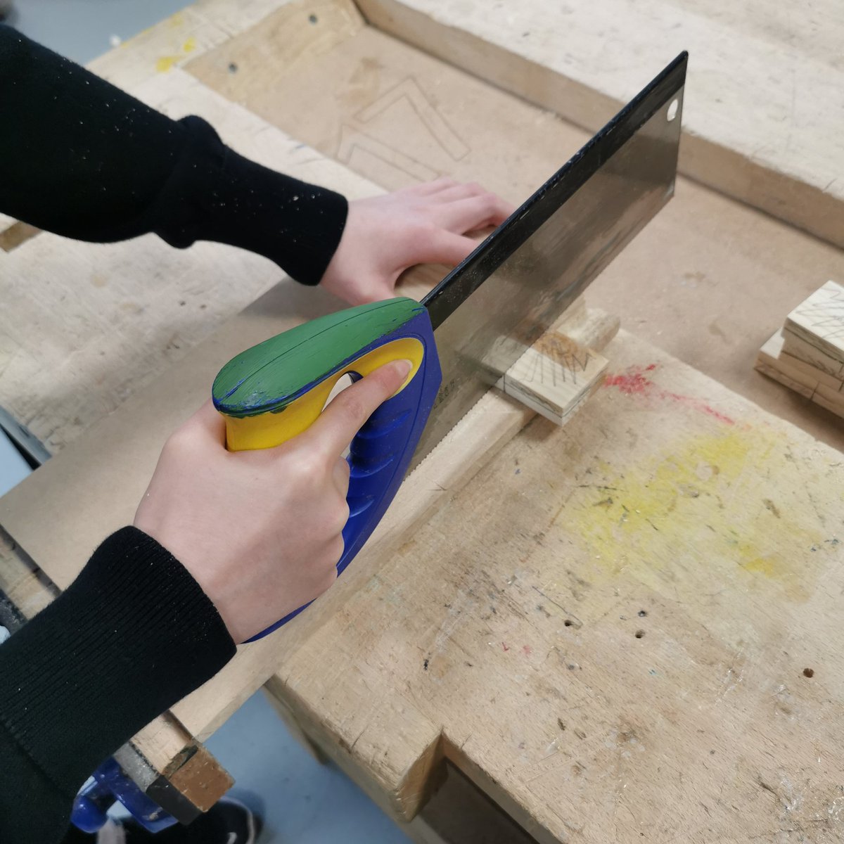 Great effort from S1 today who were learning how to use a marking gauge to mark depth, then use a tenon saw to cut! #MeasureTwice